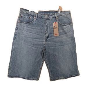 Men's Levis 569 Loose Straight Denim Jean Shorts SZ 38 Blue Light Wash- New!